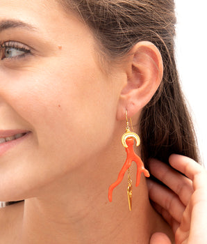 Katerina Psoma Lola Red Coral Mismatched Summer Earrings