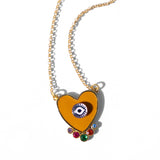 Katerina Psoma Evil eye Heart necklace mustard