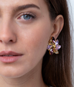 Katerina Psoma Alice Purple & Yellow Clip Earrings