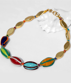 Katerina Psoma Amalia Short Necklace with Murano and gold plated metal beads